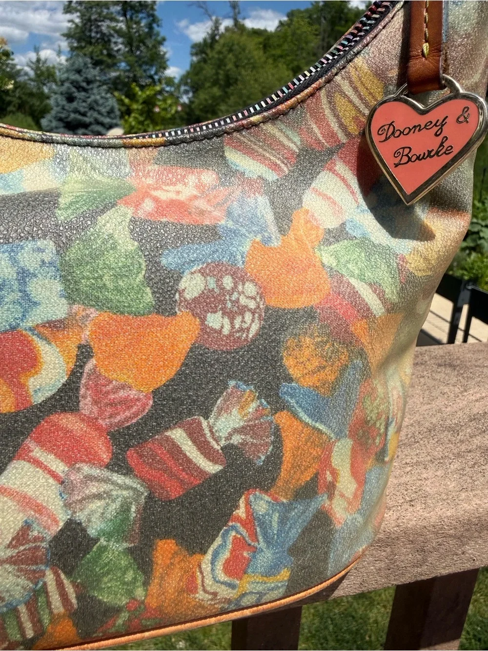 GUC Dooney & Bourke Vintage Y2K Candy Print Bucket/Hobo Bag